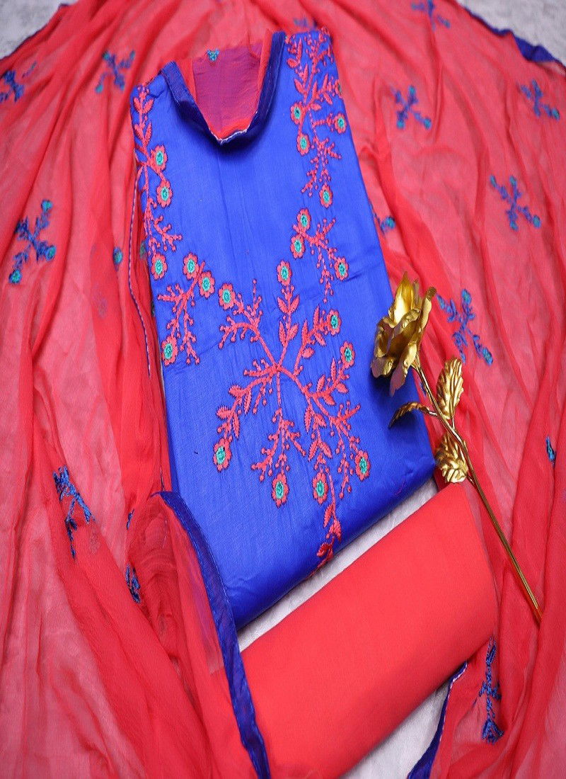 Candy Latest Casual Wear Embroidery Work Glass Cotton Dress Material With Najmeen Work Dupatta Collection  